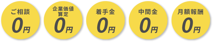 ご相談0円　企業価値算定0円　着手金0円　中間金0円　月額報酬0円